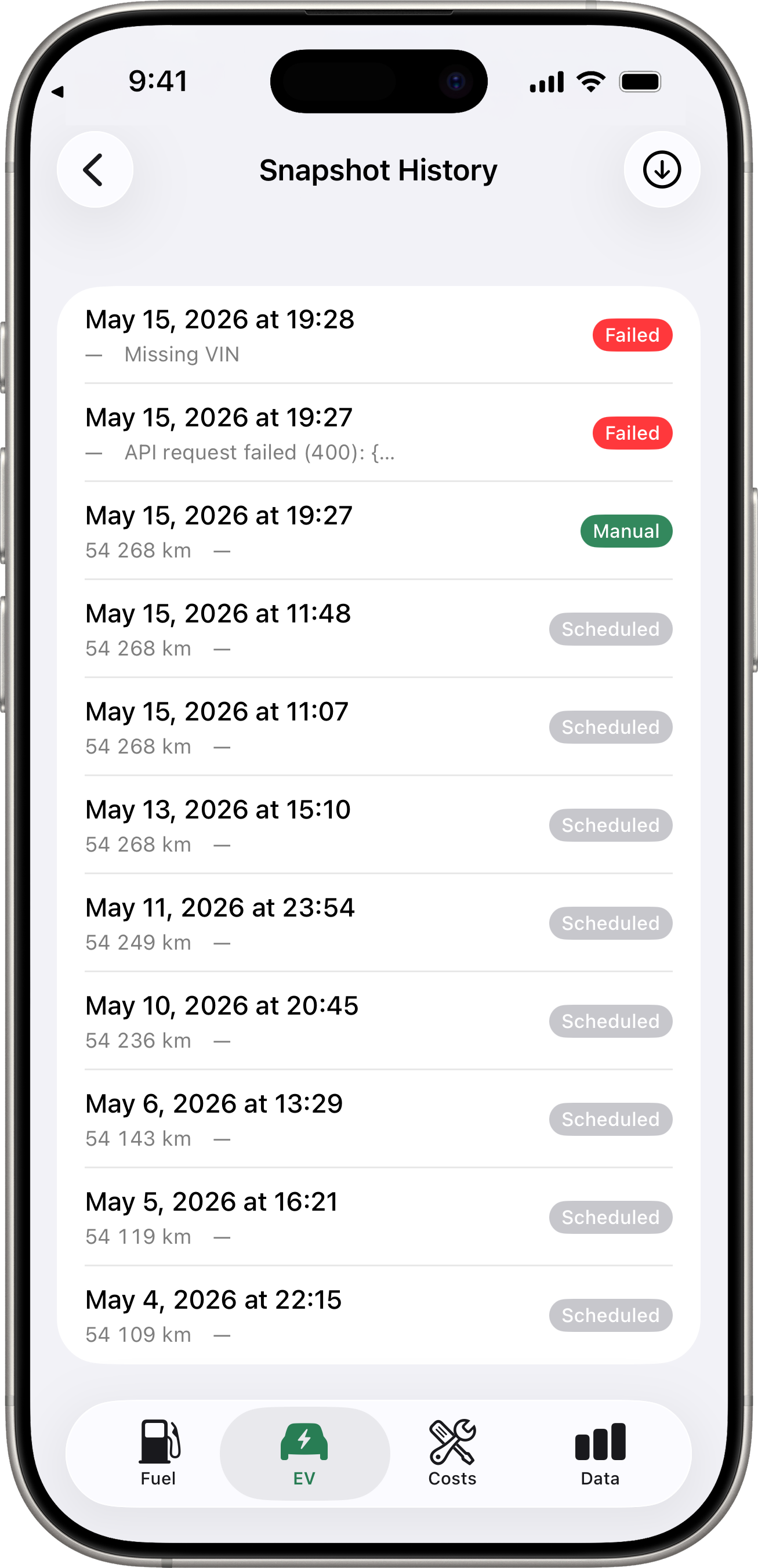 Snapshot History