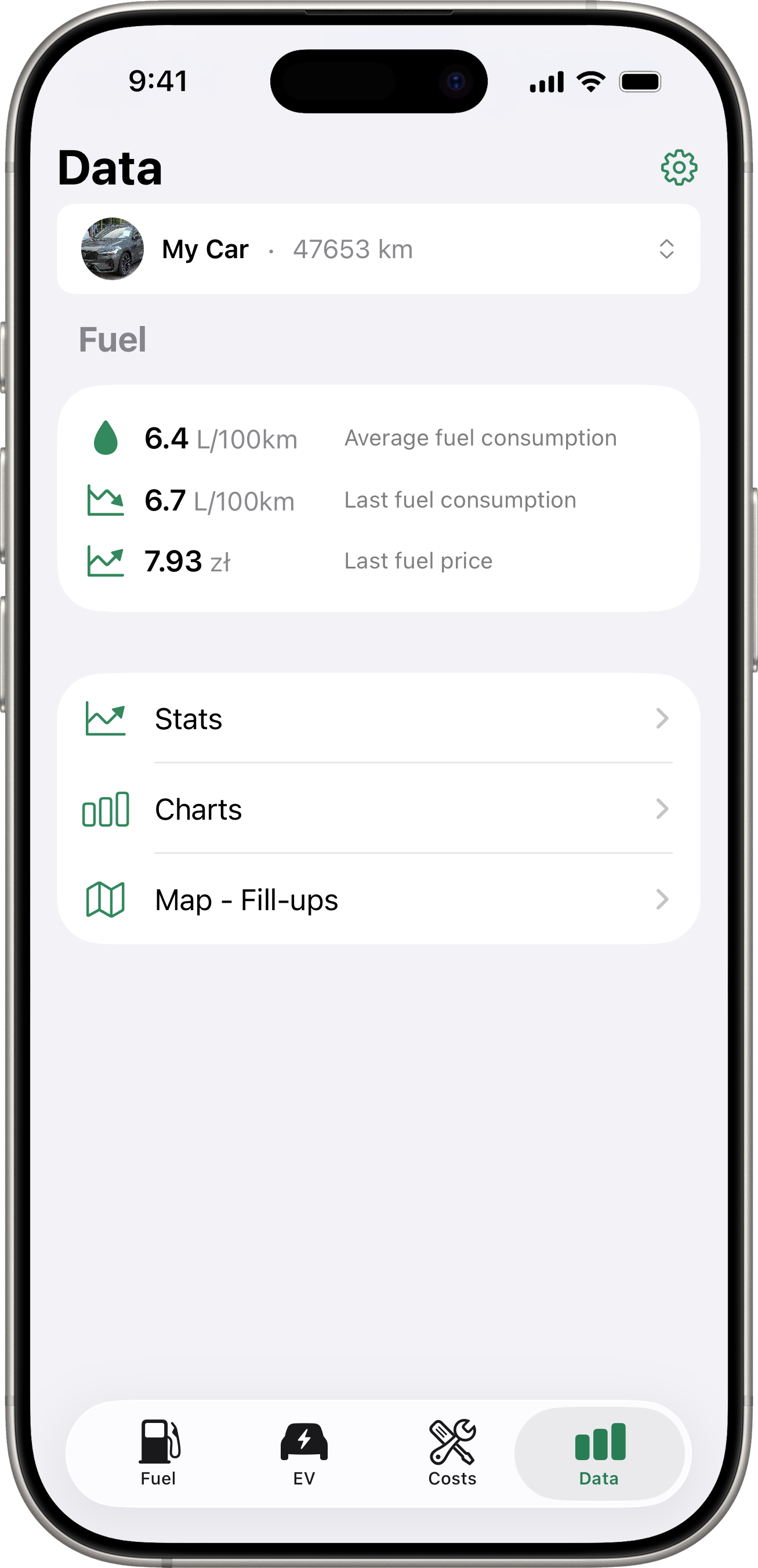 Data tab snapshot