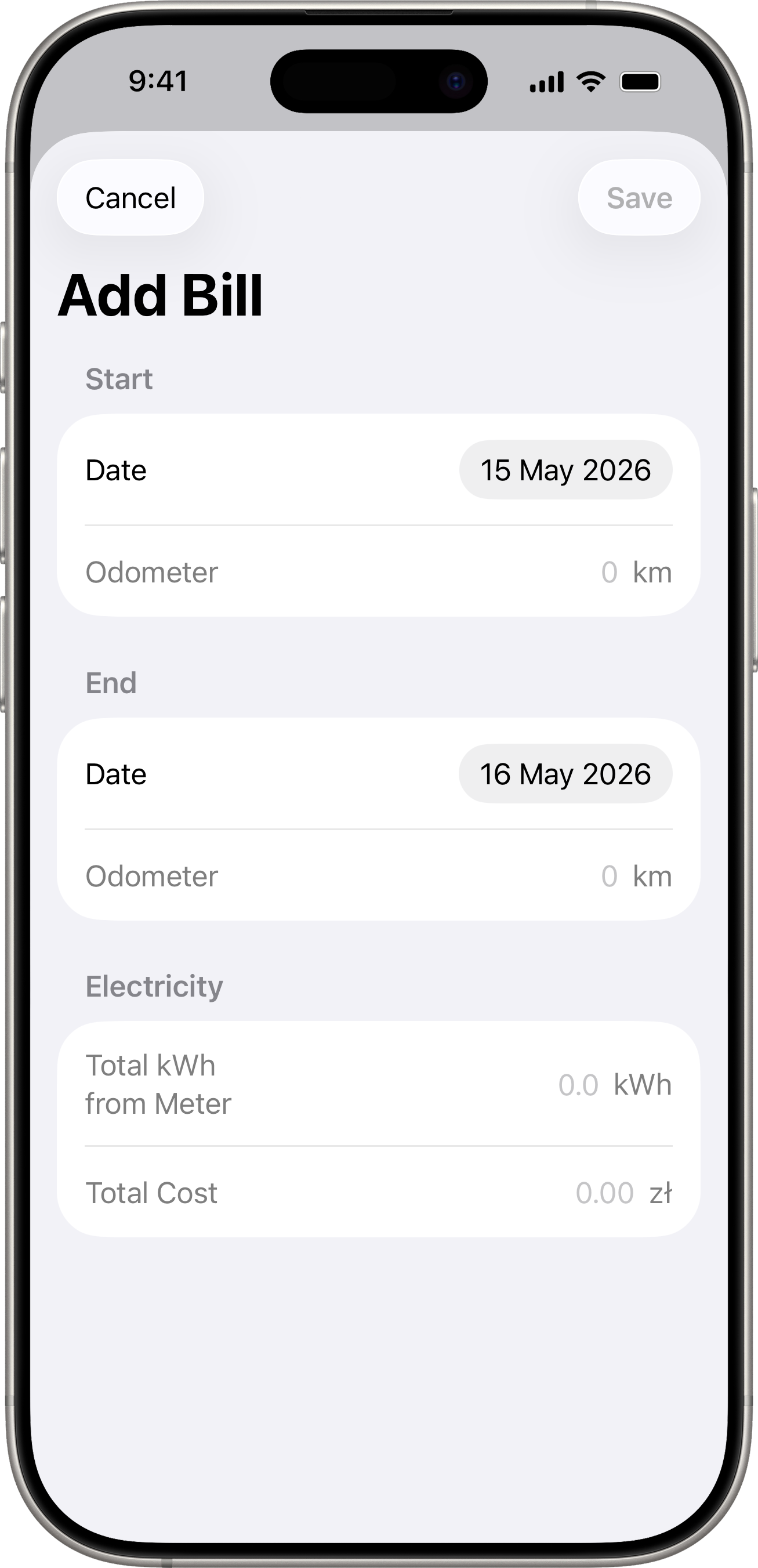 Add electricity bill
