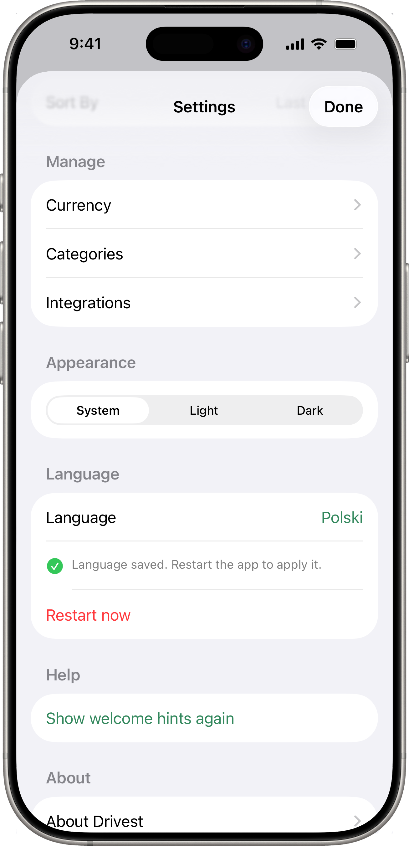 Language restart